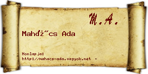 Mahács Ada névjegykártya